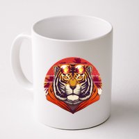 Retro Tropical Palm Tree Hipster Tiger Mug