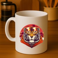 Retro Tropical Palm Tree Hipster Tiger Mug