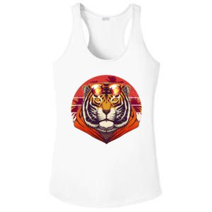 Retro Tropical Palm Tree Hipster Tiger Ladies PosiCharge Competitor Racerback Tank