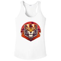 Retro Tropical Palm Tree Hipster Tiger Ladies PosiCharge Competitor Racerback Tank