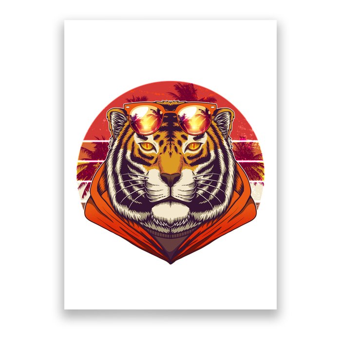 Retro Tropical Palm Tree Hipster Tiger Poster