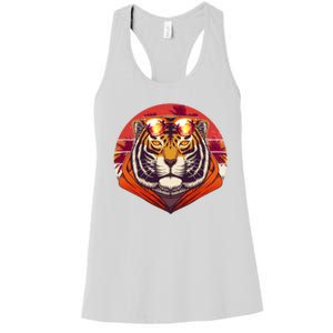 Retro Tropical Palm Tree Hipster Tiger Women's Racerback Tank