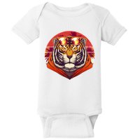 Retro Tropical Palm Tree Hipster Tiger Baby Bodysuit