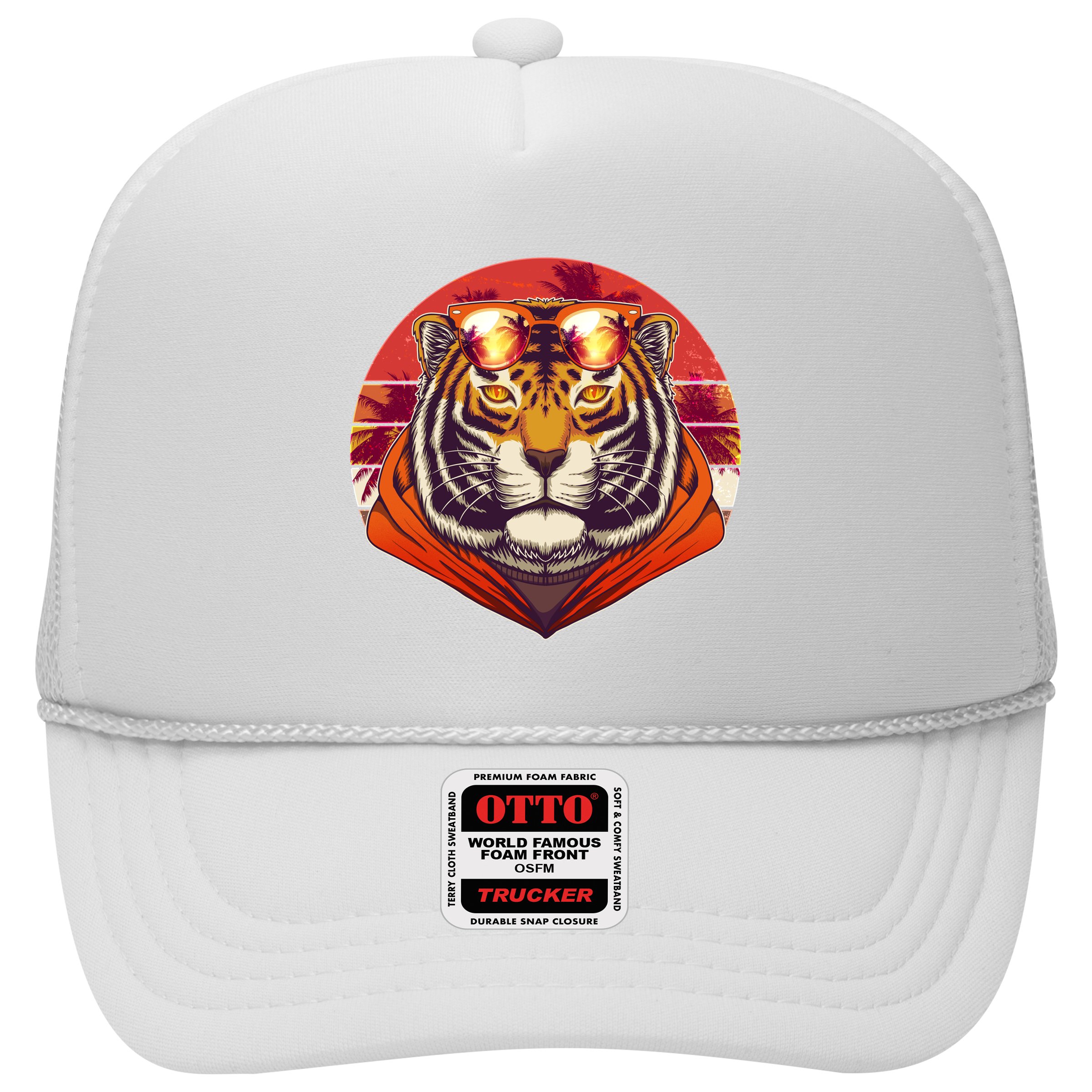 Retro Tropical Palm Tree Hipster Tiger Hat
