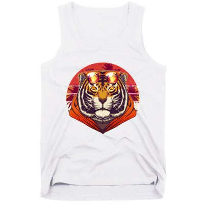 Retro Tropical Palm Tree Hipster Tiger Tank Top