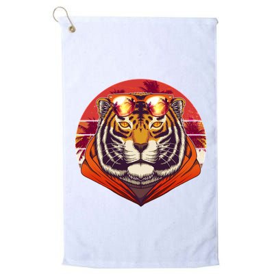 Retro Tropical Palm Tree Hipster Tiger Golf Towel
