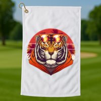 Retro Tropical Palm Tree Hipster Tiger Golf Towel