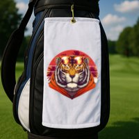 Retro Tropical Palm Tree Hipster Tiger Golf Towel