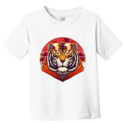 Retro Tropical Palm Tree Hipster Tiger Toddler T-Shirt