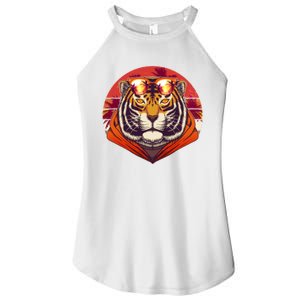 Retro Tropical Palm Tree Hipster Tiger Women's Perfect Tri Rocker Tank