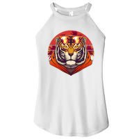 Retro Tropical Palm Tree Hipster Tiger Women's Perfect Tri Rocker Tank