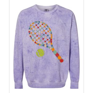 Retro Tennis Player & Ball With Polka Dots Happy Dot Day Colorblast Crewneck Sweatshirt