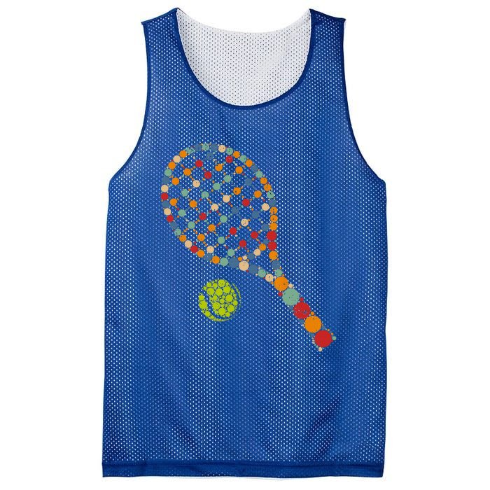 Retro Tennis Player & Ball With Polka Dots Happy Dot Day Mesh Reversible Basketball Jersey Tank