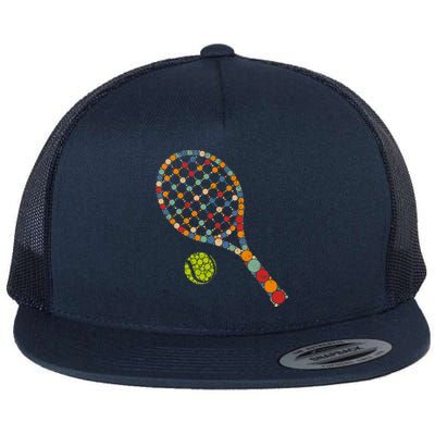 Retro Tennis Player & Ball With Polka Dots Happy Dot Day Flat Bill Trucker Hat