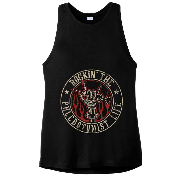 Rockin The Phlebotomist Life Phlebotomy Technician Ladies PosiCharge Tri-Blend Wicking Tank