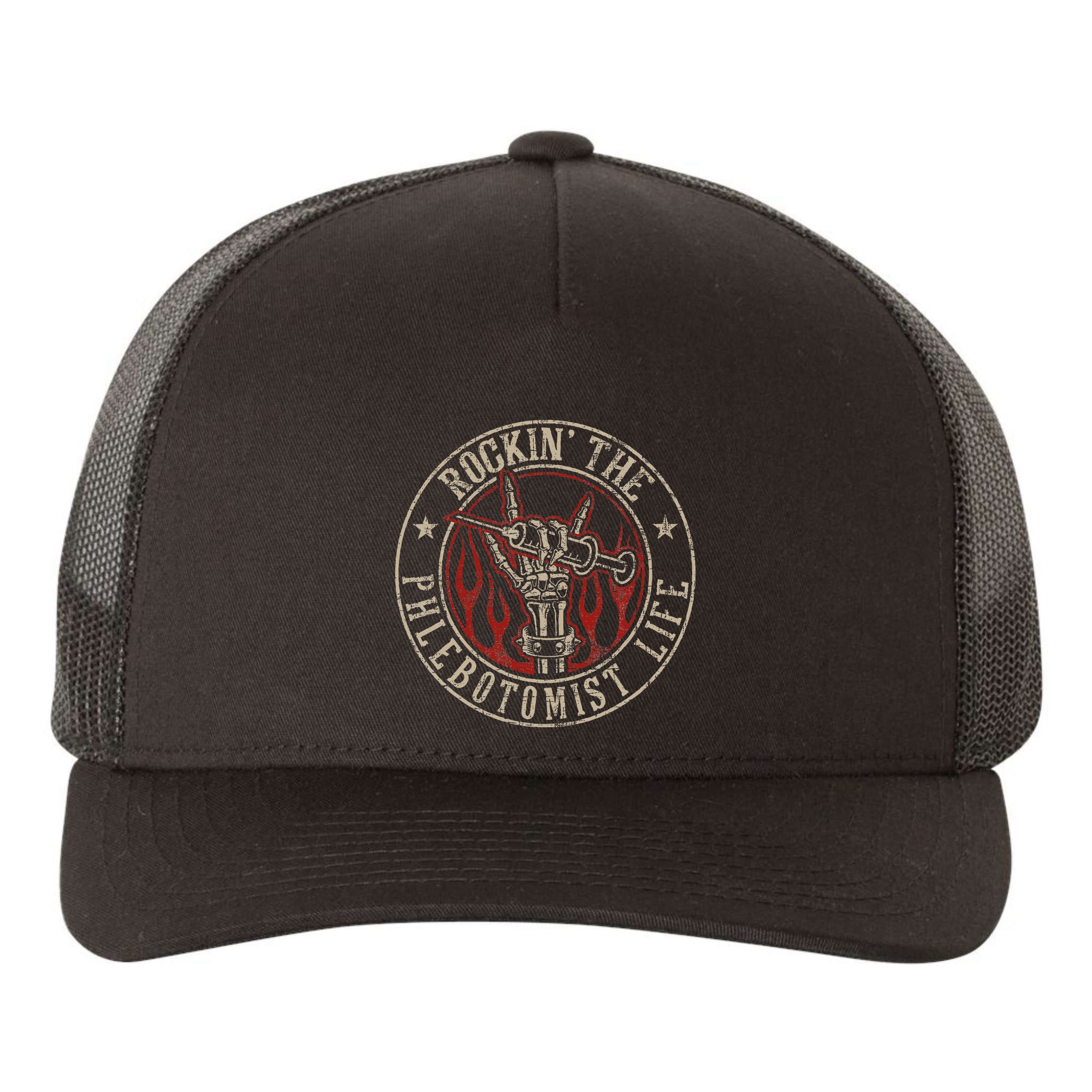 Rockin The Phlebotomist Life Phlebotomy Technician Yupoong Adult 5-Panel Trucker Hat
