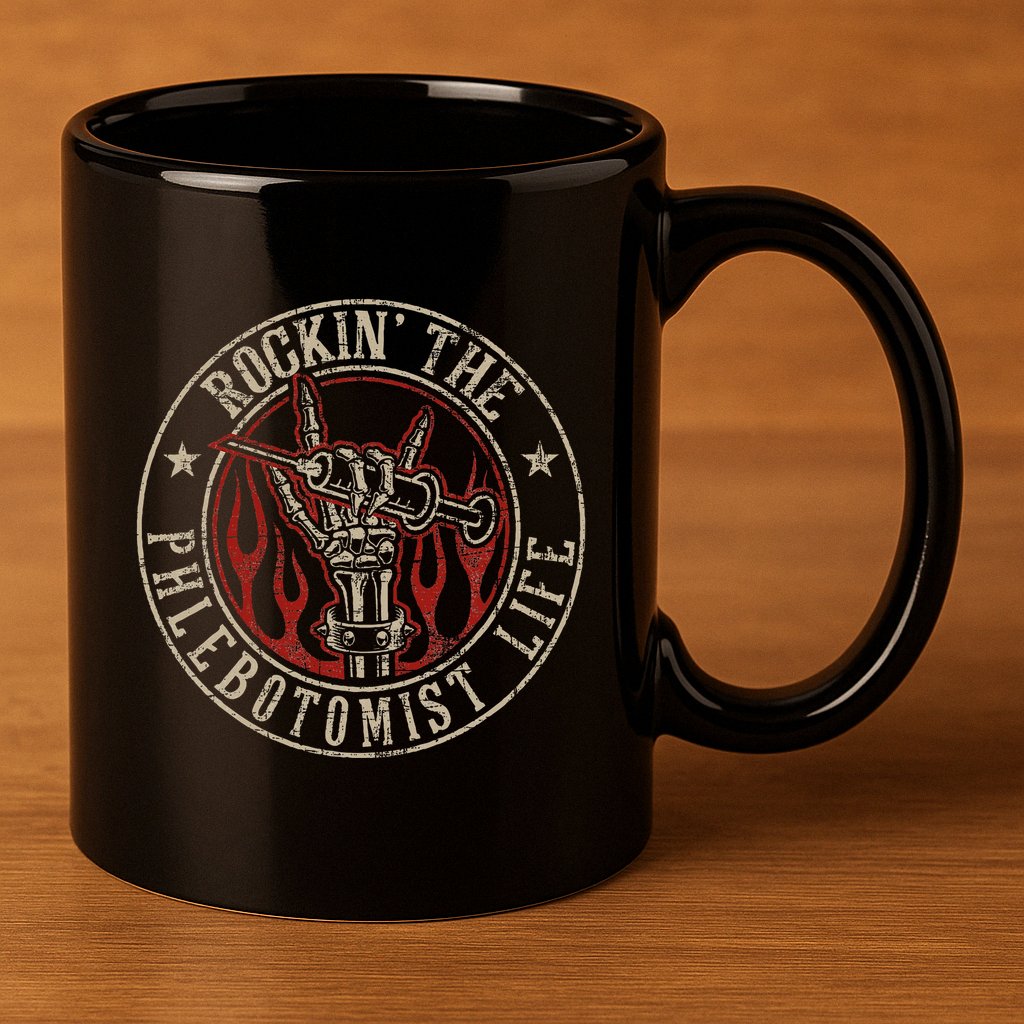 Rockin The Phlebotomist Life Phlebotomy Technician 11oz C Handle Ceramic Mug