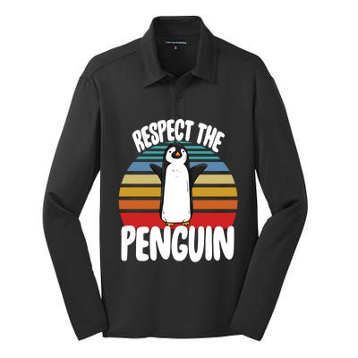 Respect The Penguin Funny Penguin Birds Love Funny Gift Silk Touch Performance Long Sleeve Polo