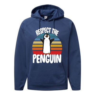 Respect The Penguin Funny Penguin Birds Love Funny Gift Performance Fleece Hoodie