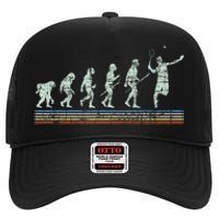 Retro Tennis Player Evolution Racket Game Sports Lover High Crown Mesh Back Trucker Hat