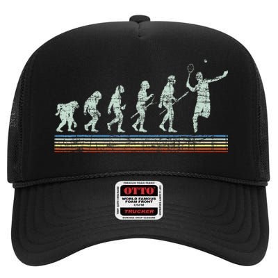 Retro Tennis Player Evolution Racket Game Sports Lover High Crown Mesh Back Trucker Hat