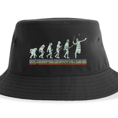 Retro Tennis Player Evolution Racket Game Sports Lover Sustainable Bucket Hat