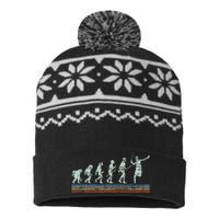 Retro Tennis Player Evolution Racket Game Sports Lover USA-Made Snowflake Beanie