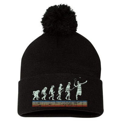 Retro Tennis Player Evolution Racket Game Sports Lover Pom Pom 12in Knit Beanie