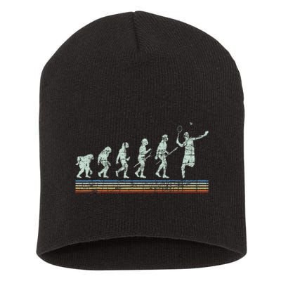 Retro Tennis Player Evolution Racket Game Sports Lover Short Acrylic Beanie