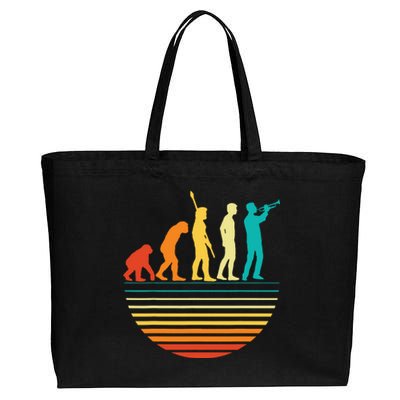 Retro Trumpet Player Marching Band Trumpeter I Evolution Cotton Canvas Jumbo Tote