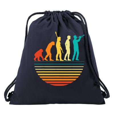 Retro Trumpet Player Marching Band Trumpeter I Evolution Drawstring Bag