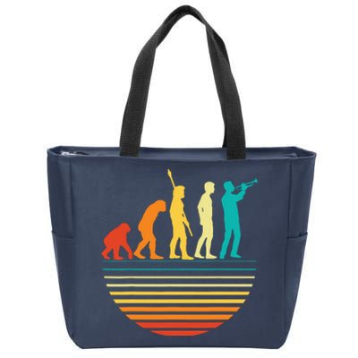 Retro Trumpet Player Marching Band Trumpeter I Evolution Zip Tote Bag