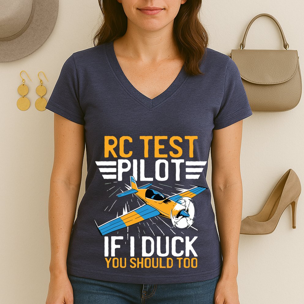 Rc Test Pilot If I Duck You Should Too Model Aircraft Pilot Women's V-Neck T-Shirt