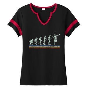 Retro Tennis Player Evolution Racket Game Sports Lover Ladies Halftime Notch Neck Tee