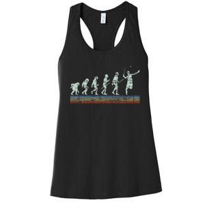 Retro Tennis Player Evolution Racket Game Sports Lover Women's Racerback Tank