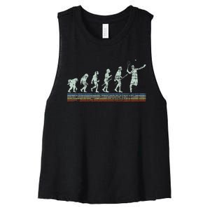 Retro Tennis Player Evolution Racket Game Sports Lover Women's Racerback Cropped Tank