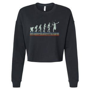 Retro Tennis Player Evolution Racket Game Sports Lover Cropped Pullover Crew