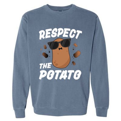 Respect The Potato Gift For Kids Boys Men Funny Vegetable Gift Garment-Dyed Sweatshirt