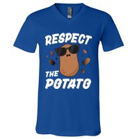 Respect The Potato Gift For Kids Boys Men Funny Vegetable Gift V-Neck T-Shirt