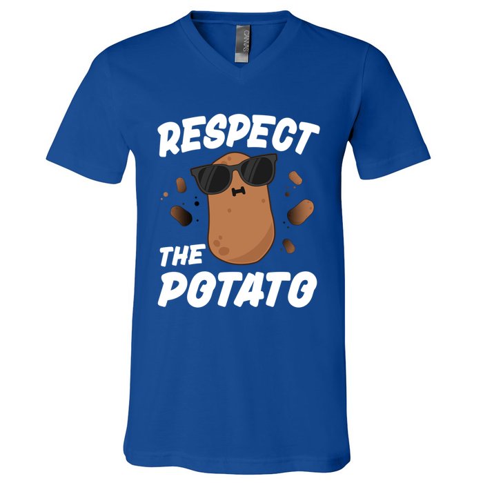 Respect The Potato Gift For Kids Boys Men Funny Vegetable Gift V-Neck T-Shirt