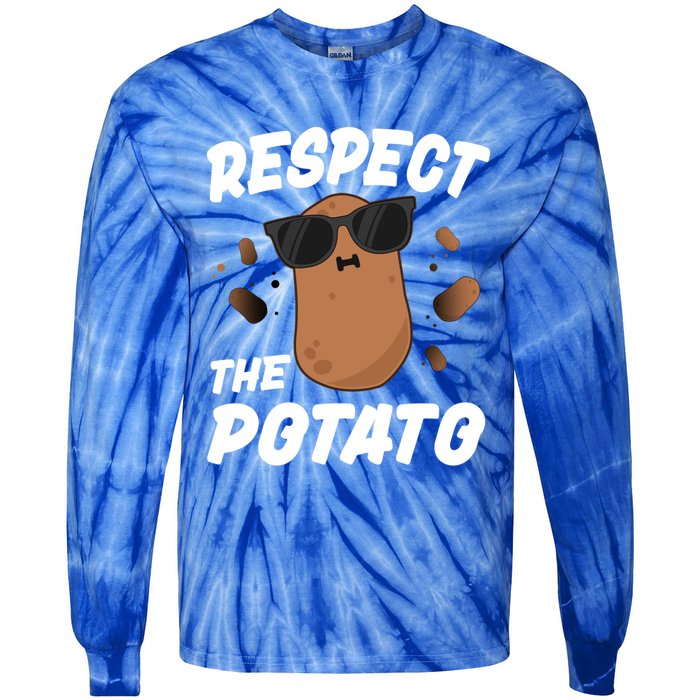 Respect The Potato Gift For Kids Boys Men Funny Vegetable Gift Tie-Dye Long Sleeve Shirt