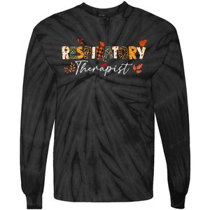 Respiratory Therapist Pumpkin Autumn Tree Fall Leaves Tie-Dye Long Sleeve Shirt