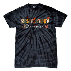 Respiratory Therapist Pumpkin Autumn Tree Fall Leaves Tie-Dye T-Shirt