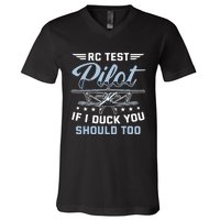 Rc Test Pilot Model Airplane Pilot Model Flight Rc Airplane V-Neck T-Shirt