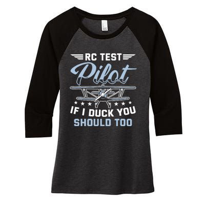 Rc Test Pilot Model Airplane Pilot Model Flight Rc Airplane Women's Tri-Blend 3/4-Sleeve Raglan Shirt