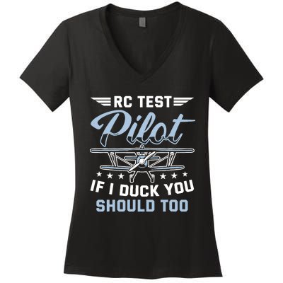 Rc Test Pilot Model Airplane Pilot Model Flight Rc Airplane Women's V-Neck T-Shirt