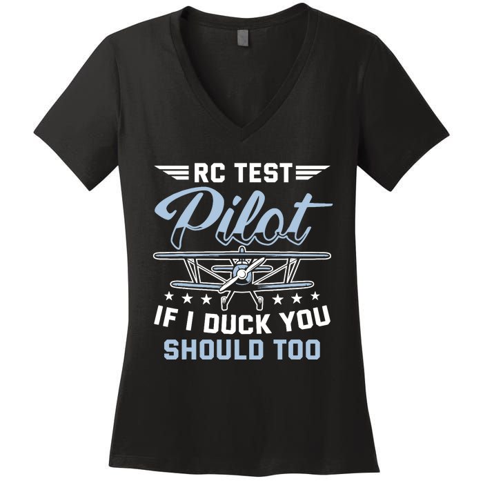 Rc Test Pilot Model Airplane Pilot Model Flight Rc Airplane Women's V-Neck T-Shirt