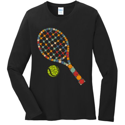 Retro Tennis Player & Ball With Polka Dots Happy Dot Day Boy Ladies Long Sleeve Shirt