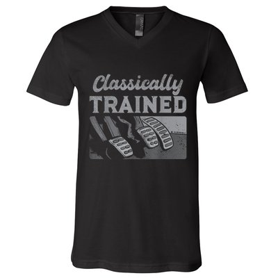Racing Three Pedals Classically Trained Manual Transmission V-Neck T-Shirt