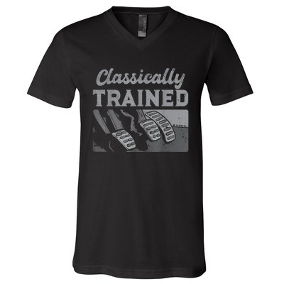 Racing Three Pedals Classically Trained Manual Transmission V-Neck T-Shirt